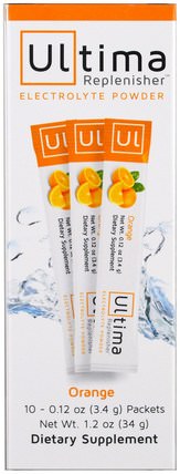 Ultima Replenisher, Electrolyte Powder, Orange, 10 Packets, 0.12 oz (3.4 g) Each by Ultima Health Products, 運動，電解質飲料補水 HK 香港