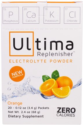 Ultima Replenisher Electrolyte Powder, Orange, 20 Packets, 0.12 oz (3.4 g) Each by Ultima Health Products, 運動，電解質飲料補水 HK 香港