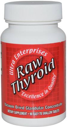Raw Thyroid, 90 Easy To Swallow Tablets by Ultra Glandular Enterprises, 補品，牛產品，健康，甲狀腺 HK 香港