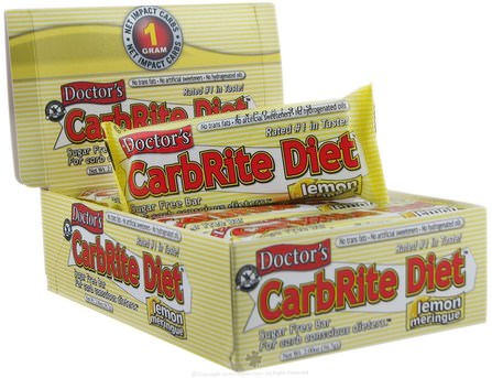 Doctors CarbRite Diet Bar, Sugar-Free, Lemon Meringue, 12 Bars, 2 oz (56.7 g) Each by Universal Nutrition, 運動，蛋白質棒 HK 香港