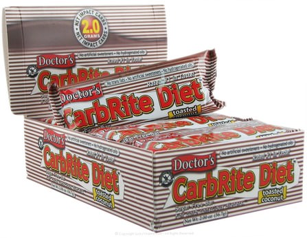 Doctors CarbRite Diet Bar, Sugar-Free, Toasted Coconut, 12 Bars, 2.00 oz (56.7 g) Each by Universal Nutrition, 蛋白棒 HK 香港
