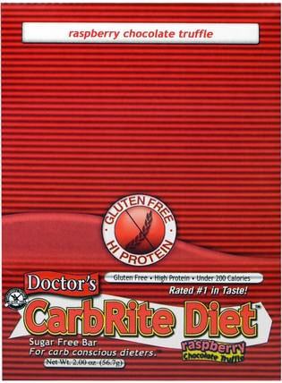 Doctors CarbRite Diet, Sugar Free Bar, Raspberry Chocolate Truffle, 12 Bars, 2.00 oz (56.7 g) Each by Universal Nutrition, 運動，蛋白質棒 HK 香港