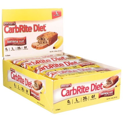 Doctors CarbRite Diet, Sugar Free, Chocolate Covered Banana Nut, 12 Bars, 2 oz (56.7 g) Each by Universal Nutrition, 運動，蛋白質棒 HK 香港