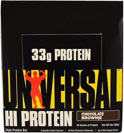Hi Protein Bar, Chocolate Brownie, 16 Bars, 3 oz (85 g) Each by Universal Nutrition, 蛋白棒 HK 香港