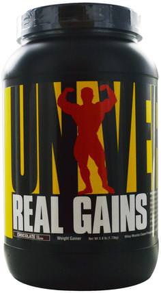 Real Gains, Weight Gainer, Chocolate Ice Cream, 3.8 lb (1.73 kg) by Universal Nutrition, 運動，體重增加 HK 香港