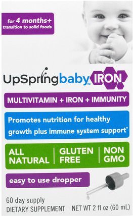 Iron, Baby, 2 fl oz (60 ml) by UpSpring, 補品，礦物質，鐵，兒童健康 HK 香港