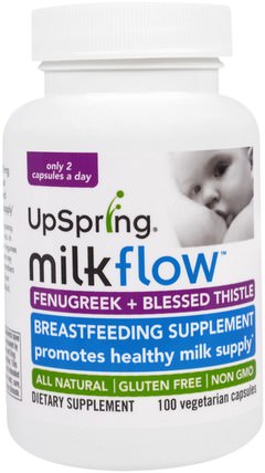 Milkflow, Fenugreek + Blessed Thistle, 100 Veggie Caps by UpSpring, 兒童健康，母乳喂養 HK 香港