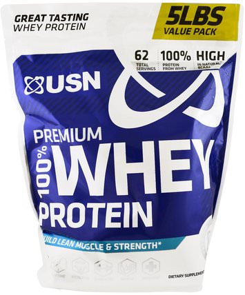 100% Premium Whey Protein, Chocolate, 5 lbs (2.27 kg) by USN, 補充劑，乳清蛋白 HK 香港