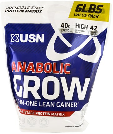 Anabolic Grow, Chocolate Peanut Butter, 6 lbs (2.73 kg) by USN, 補充劑，合成代謝補品，蛋白質 HK 香港