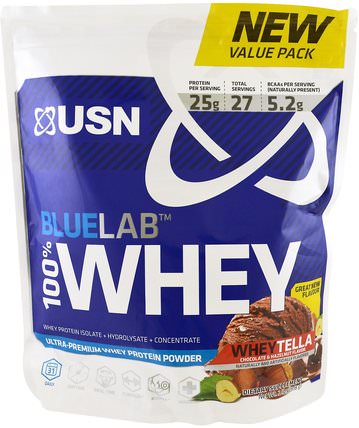 BlueLab, 100% Whey Protein, WheyTella, 2 lbs (918 g) by USN, 補充劑，乳清蛋白 HK 香港
