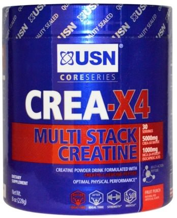 Crea-X4, Multi Stack Creatine, Fruit Punch, 8 oz (228 g) by USN, 運動，肌酸，肌肉 HK 香港
