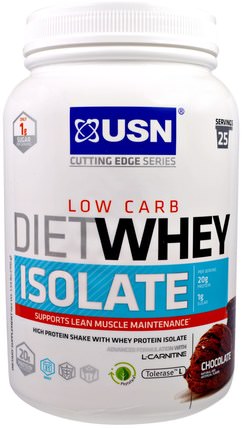 Cutting Edge Series, Diet Whey Isolate, Low Carb, Chocolate, 1.59 lbs, (700 g) by USN, 補充劑，乳清蛋白 HK 香港