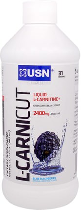Cutting Edge Series, L-Carnicut, Blue Raspberry, 15.72 fl oz (465 ml) by USN, 健康 HK 香港