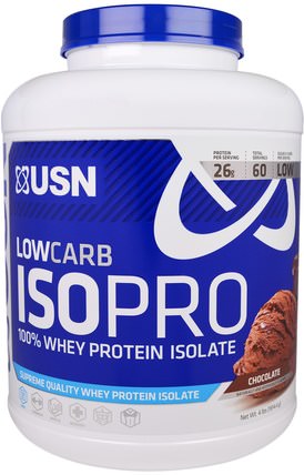 Low Carb ISOPRO, 100% Whey Protein Isolate, Chocolate, 4 lbs (1814.4 g) by USN, 健康 HK 香港