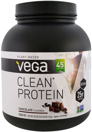 Clean Protein, Chocolate Flavor, 58.5 oz (1.66 g) by Vega, 補充劑，蛋白質，運動蛋白質，運動，運動 HK 香港