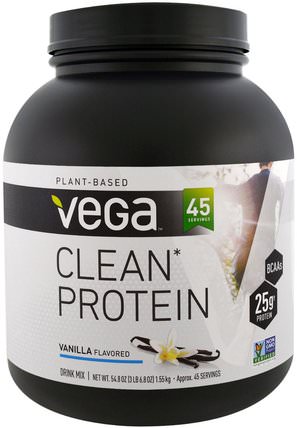 Clean Protein, Vanilla, 54.8 oz (1.55 kg) by Vega, 補充劑，蛋白質，運動蛋白質，運動，運動 HK 香港