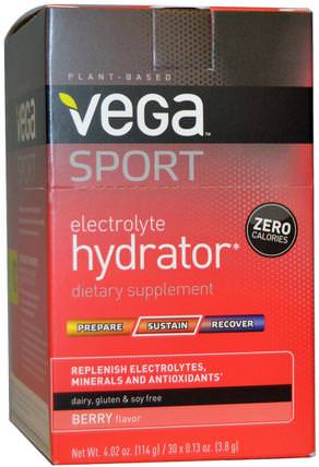 Sport, Electrolyte Hydrator, Berry, 30 Packs, 0.13 oz (3.8 g) Each by Vega, 運動，電解質飲料補水 HK 香港