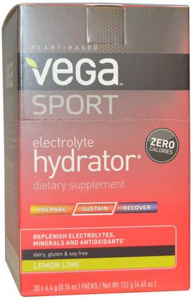Sport, Electrolyte Hydrator, Lemon Lime, 30 Packs, 0.15 oz (4.4 g) Each by Vega, 運動，電解質飲料補水 HK 香港