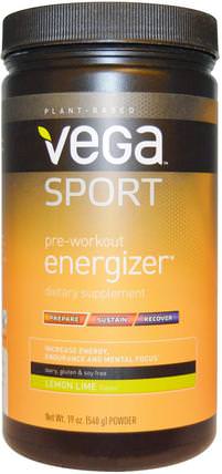 Sport, Pre-Workout Energizer, Powder, Lemon Lime Flavor, 19 oz (540 g) by Vega, 運動，鍛煉 HK 香港