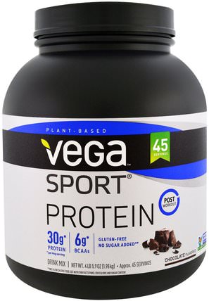 Sport Protein, Chocolate Flavored, 4 lb 5.9 oz (1.98 kg) by Vega, 補充劑，蛋白質，運動蛋白質，運動，運動 HK 香港
