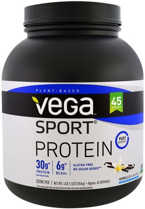 Sport Protein, Vanilla Flavor, 4 lb 1.1 oz (1.85 kg) by Vega, 補充劑，蛋白質，運動蛋白質，運動 HK 香港