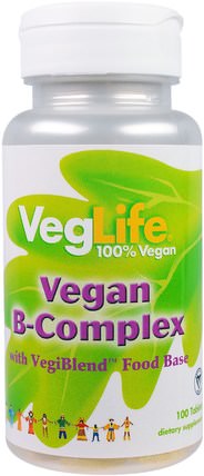 B-Complex, Vegan, 100 Tablets by VegLife, 維生素，維生素b複合物 HK 香港