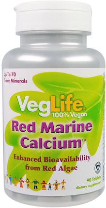 Red Marine Calcium, 90 Tablets by VegLife, 補品，礦物質，鈣 HK 香港