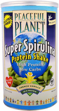 Super Spirulina Protein Shake, French Vanilla, 17.2 oz (488 g) by VegLife, 補充劑，螺旋藻，蛋白質奶昔 HK 香港
