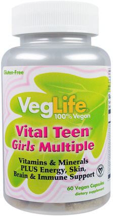 Vital Teen Girl Multiple, 60 Vegan Capsules by VegLife, 維生素，多種維生素，兒童多種維生素 HK 香港