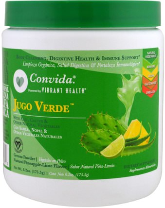 Convida Jugo Verde, Greens Powder, Pineapple-Lime, 6.2 oz (175.5 g) by Vibrant Health, 補品，超級食品 HK 香港
