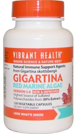 Gigartina, Red Marine Algae, Version 2.0, 120 Vegetable Capsules by Vibrant Health, 補充劑，紅色礦物海藻 HK 香港