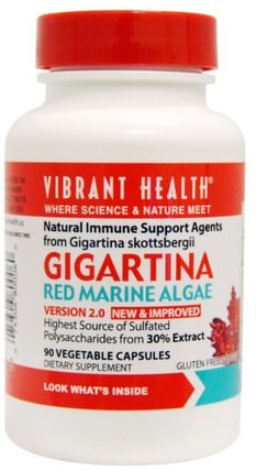 Gigartina, Red Marine Algae, Version 2.0, 90 Vegetable Capsules by Vibrant Health, 補充劑，藻類各種，紅色礦物海藻 HK 香港