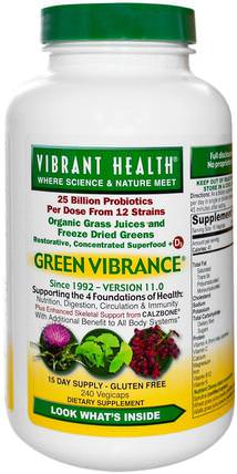 Green Vibrance, Version 11.0, 240 Veggie Caps by Vibrant Health, 補品，超級食品，綠色蔬菜，綠色活力 HK 香港