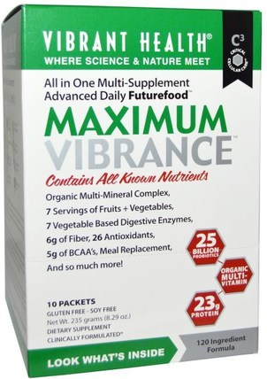 Maximum Vibrance, 10 Packets, 0.83 oz (23.5 g) Each by Vibrant Health, 補品，代餐奶昔，超級食品 HK 香港