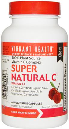 Super Natural C, Version 3.1, 60 Veggie Caps by Vibrant Health, 維生素，維生素C，維生素C全食物 HK 香港