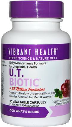 U.T. Biotic, + 25 Billion Probiotics, 30 Veggie Caps by Vibrant Health, 補充劑，益生菌 HK 香港
