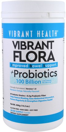 Vibrant Flora, Improved Bowel Support, Probiotics, Version 1.0, Mandarin Orange, 14.3 oz (406 g) by Vibrant Health, 補充劑，益生菌，炎症性腸病 HK 香港