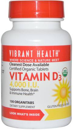 Vitamin D3, 4.000 I.U., 100 OrganiTabs by Vibrant Health, 維生素，維生素D3 HK 香港