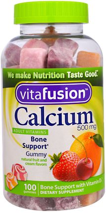 Calcium, 500 mg, 100 Gummies by VitaFusion, 補品，礦物質，碳酸鈣 HK 香港