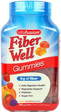 Fiber Well, Peach, Strawberry, Berry, 90 Gummies by VitaFusion, 補品，gummies HK 香港