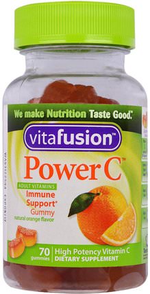 Power C, High Potency Vitamin C, Natural Orange Flavor, 70 Gummies by VitaFusion, 維生素，維生素C，維生素C咀嚼片，熱敏感產品 HK 香港