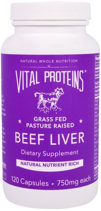 Beef Liver, 750 mg, 120 Capsules by Vital Proteins, 補品，肝製品 HK 香港