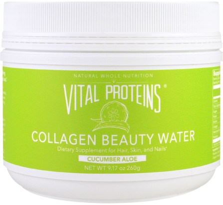 Collagen Beauty Water, Cucumber Aloe, 9.17 oz (260 g) by Vital Proteins, 健康，骨骼，骨質疏鬆症，膠原蛋白，婦女，頭髮補充劑，指甲補充劑，皮膚補充劑 HK 香港