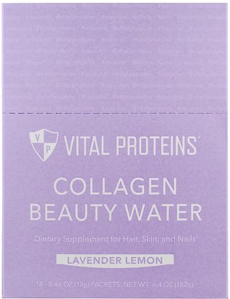 Collagen Beauty Water, Lavender Lemon, 14 Packets, 0.46 oz (13 g) Each by Vital Proteins, 補充劑，蛋白質，骨骼，骨質疏鬆症，膠原蛋白 HK 香港