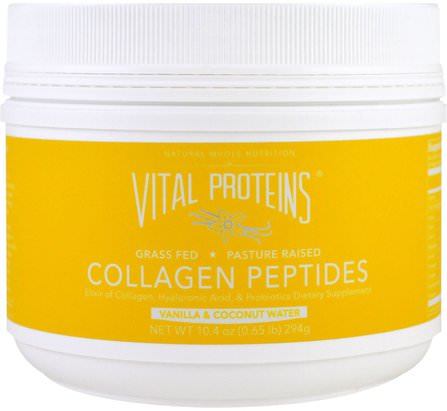 Collagen Peptides, Vanilla & Coconut Water, 10.4 oz (294 g) by Vital Proteins, 補充劑，蛋白質，骨骼，骨質疏鬆症，膠原蛋白 HK 香港
