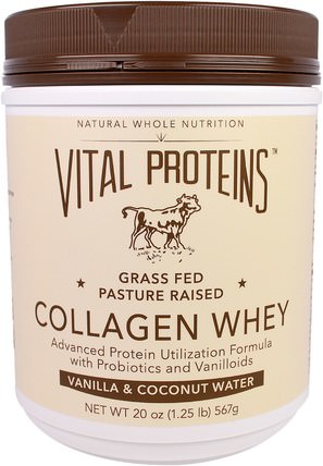 Collagen Whey, Vanilla & Coconut Water, 20 oz (567 g) by Vital Proteins, 健康，骨骼，骨質疏鬆症，膠原蛋白 HK 香港