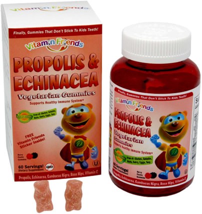 PropoBear, Propolis & Echinacea Gummies, Berry, 60 Pectin Bears by Vitamin Friends, 補充劑，抗生素，紫錐花 HK 香港