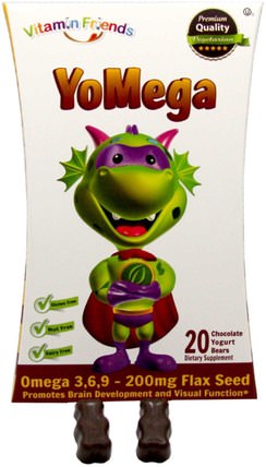 YoMega Flax Seed, 20 Chocolate Yogurt Bears by Vitamin Friends, 補充劑，efa歐米茄3 6 9（epa dha），omega 369 gummies，兒童健康，兒童gummies HK 香港