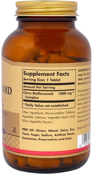 維生素，生物類黃酮 - Solgar, Citrus Bioflavonoid Complex, 1000 mg, 100 Tablets