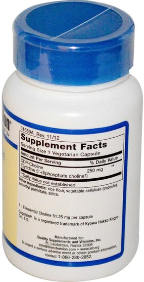 維生素，膽鹼，cdp膽鹼（citi coline） - Life Extension, Cognizin, CDP-Choline Caps, 250 mg, 60 Veggie Caps